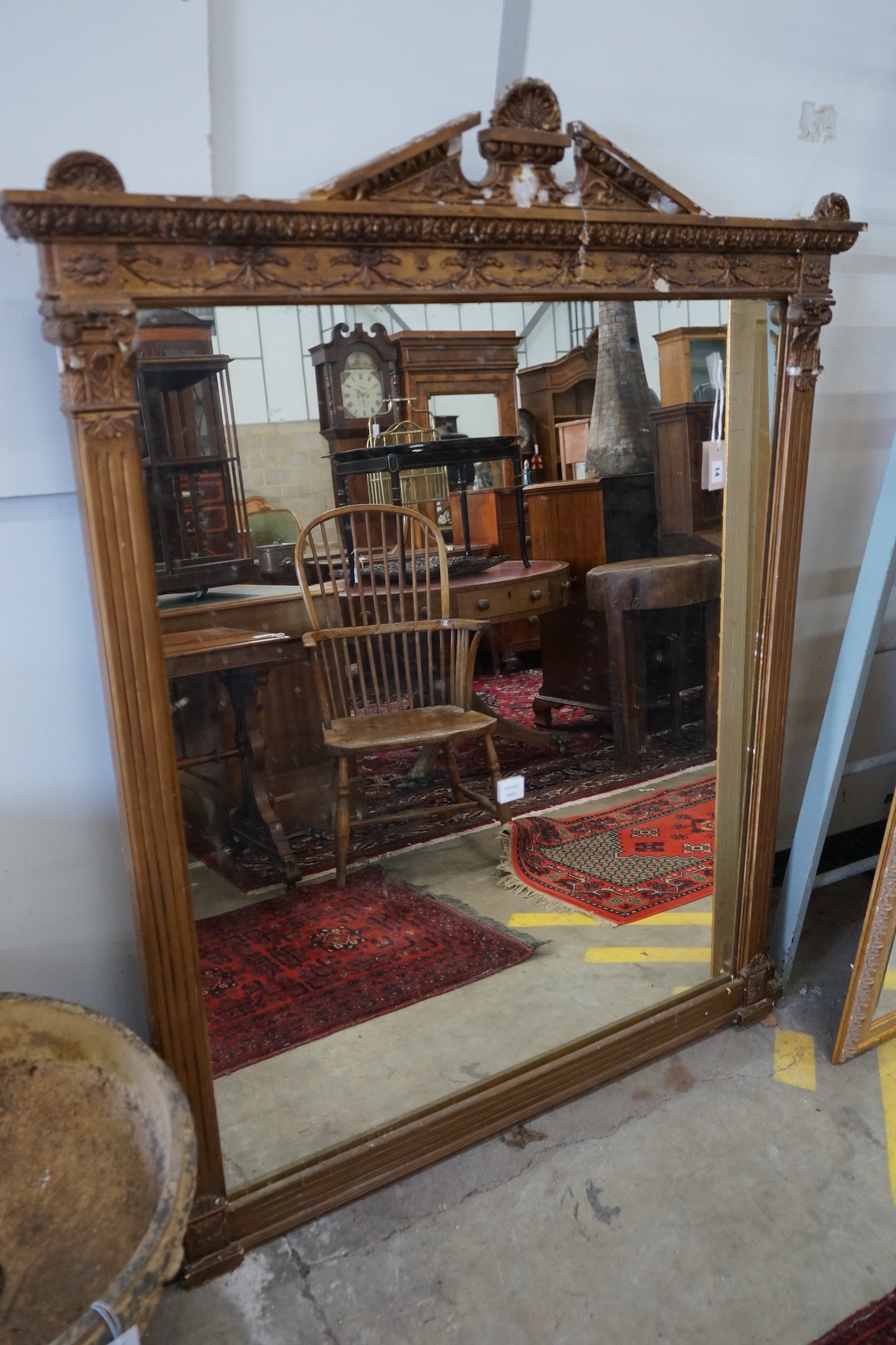 A Victorian giltwood and gesso overmantel mirror, width 119cm, height 151cm